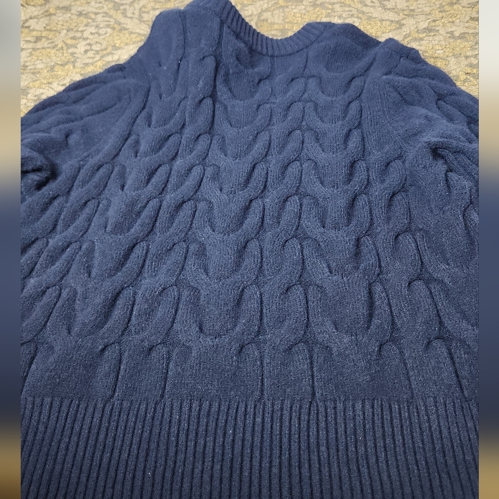 Women's Cable Crewneck Pullover Sweater - A New Day Navy L - Picture 6 of 14